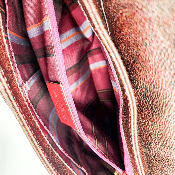 New ETRO Pink Leather Trim Coated Canvas Designer Shoulder Flap Bag - Picture 8 of 9